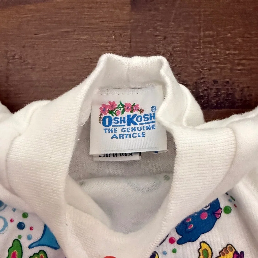 VTG RARE OshKosh B'Gosh Miss Fishy Graphic T-Shirt Baby Girl 18M Puffy Sleeve